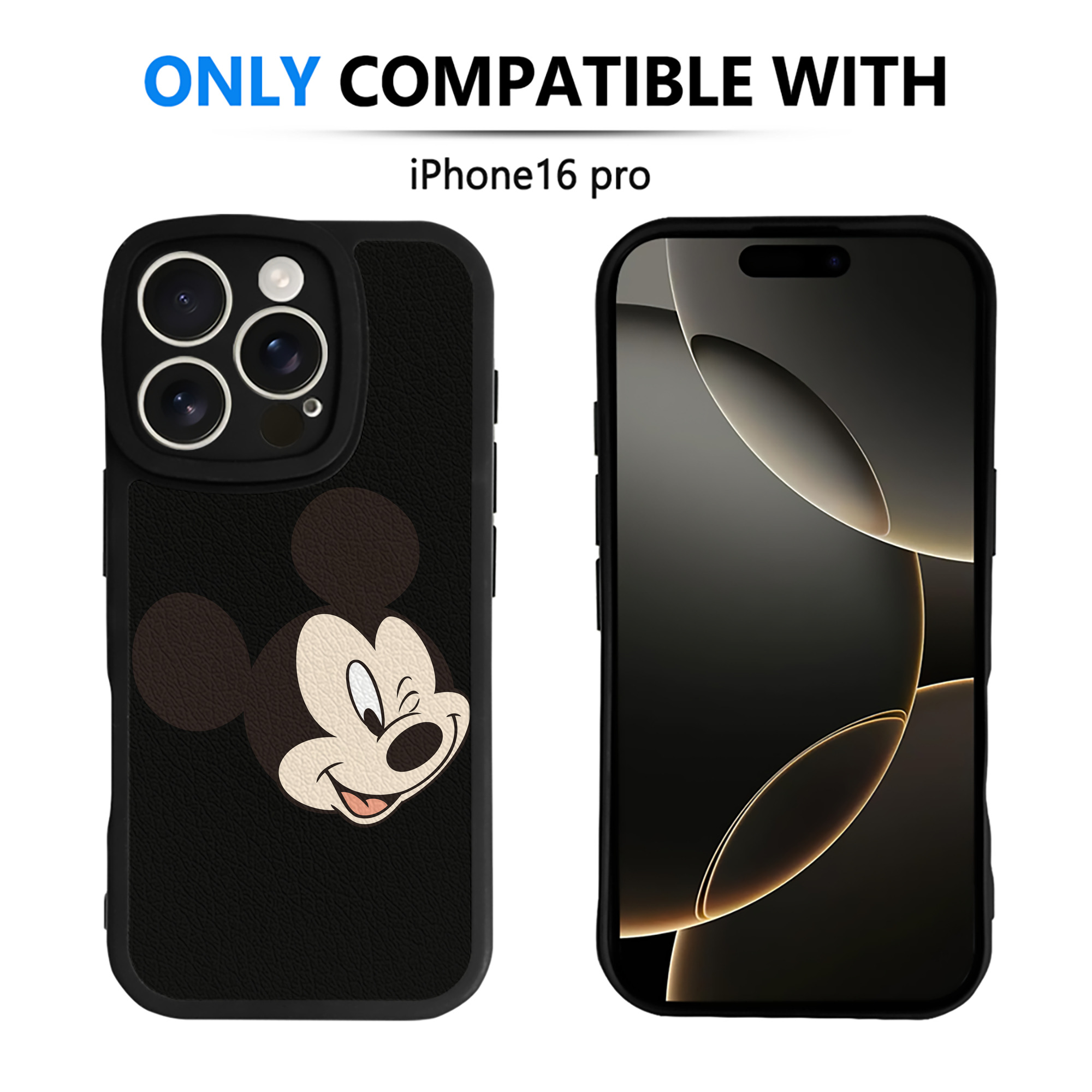 （画像用） ミッキーマウス Mickey Mouse 【iPhone 16シリーズ対応】シリコンスマホケース（レザー調） 材質：シリコン
